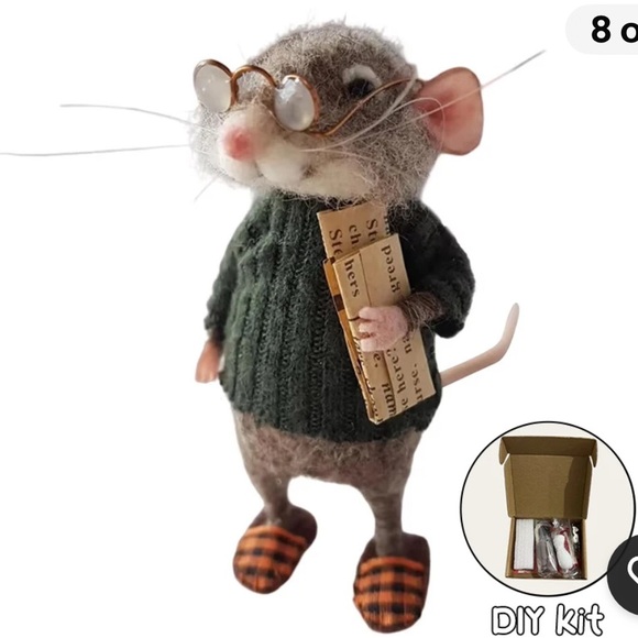 4 different mice see pics Source Unknown Felted Mouse with Yellow Scarf and Bell - Picture 8 of 8